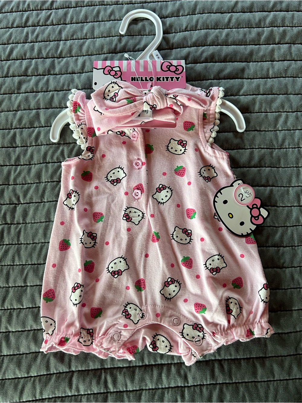 Hello Kitty Pink Strawberry Print Infant Romper